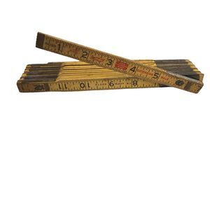 Vintage Accordion 72” Folding Ruler Lufkin X46 Red End Brass Extension Rule USA